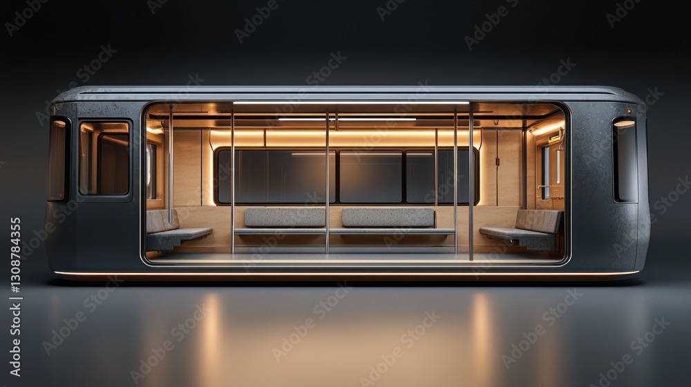 Obraz premium Modern futuristic train car interior design.