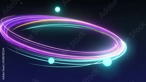Neon glowing spark trails animated with black background 