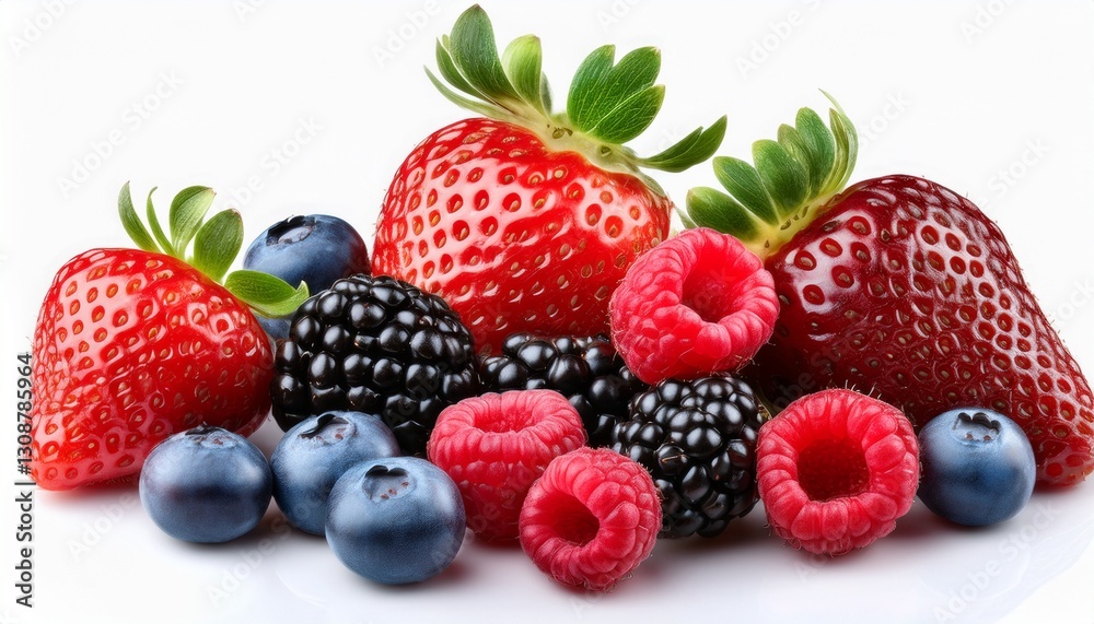 Macro fresh berry mix: strawberries, blueberries, raspberries, blackberries. Vibrant colors, juicy texture. Healthy food close-up, summer treat. Macro fresh berry mix: strawberries, blueberries, raspberries, blackberries. Vibrant colors, juicy texture. Healthy food close-up, summer treat.