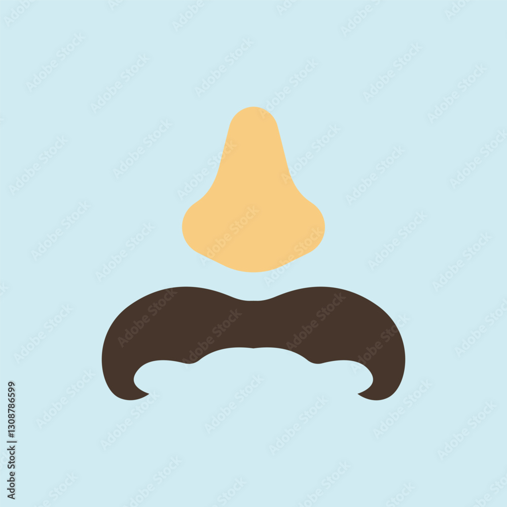 Obraz premium Fake mustache icon represents classic disguise humor, perfect for April Fool's Day designs, prank-themed content, comedy events, and playful illustrations.