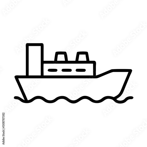Ship, boat, vessel, ocean, sea, travel, transport. Simple icon for maritime, shipping, or travel themes. Use on travel, logistics, or nautical sites.