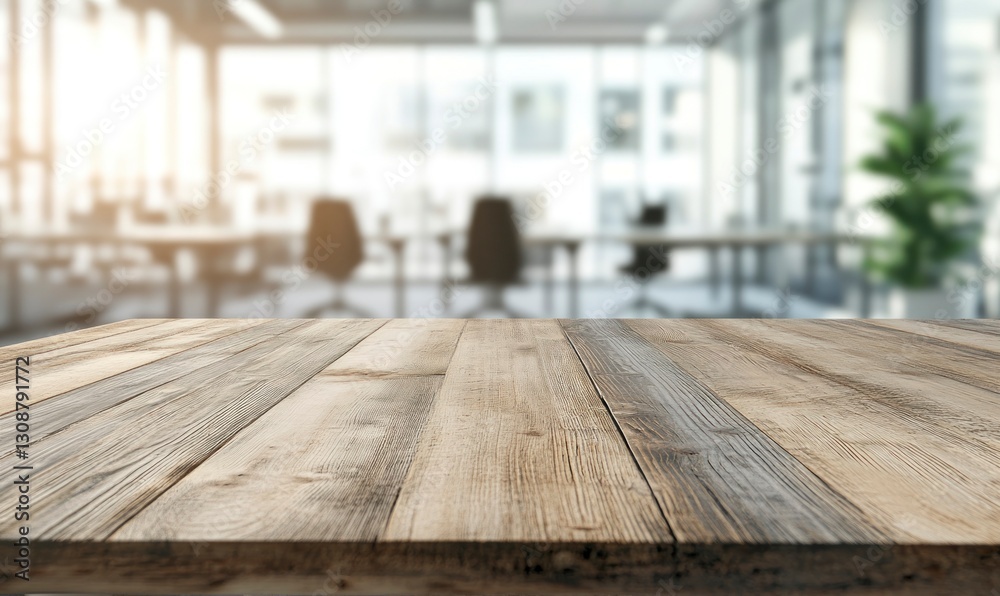 Wooden Table in Modern Office Space for Product Mockup Display Wooden Table in Modern Office Space for Product Mockup Display