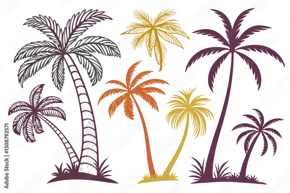 Fototapeta premium palm tree silhouette vector illustration