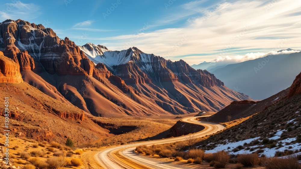 Road on mountain, A Road to Serenity: Journey Through the Rugged Beauty