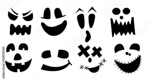 Monsters and creatures pumpkin carving templates emotion face