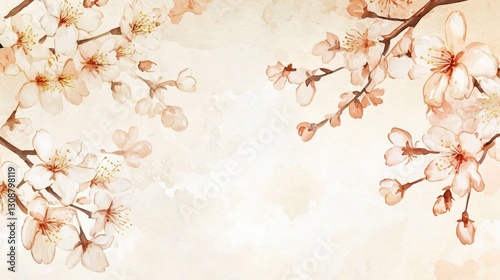 Chinese style ink wash flower painting