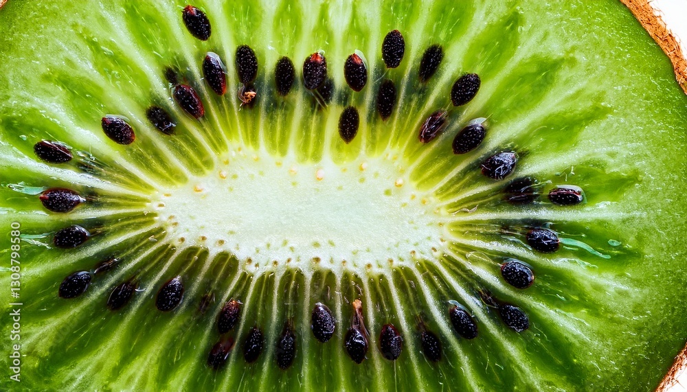 Extreme macro kiwi cross-section: bright green pulp & tiny black seeds. Vibrant fruit detail, juicy. Fresh food close-up, natural.
Extreme macro kiwi cross-section: bright green pulp & tiny black seeds. Vibrant fruit detail, juicy. Fresh food close-up, natural.