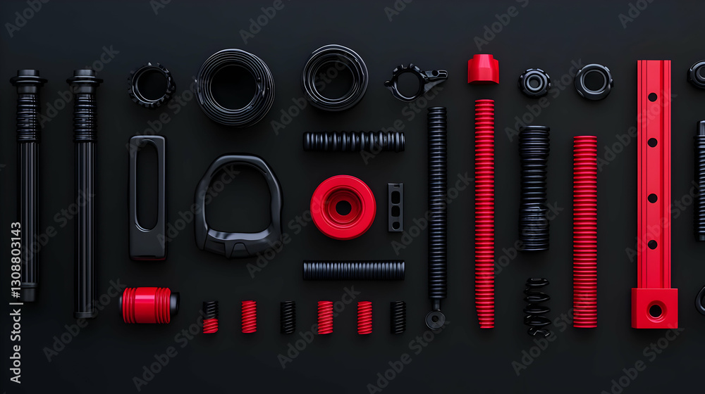 Arrangement of Various Mechanical Components and Fasteners on Dark Surface Arrangement of Various Mechanical Components and Fasteners on Dark Surface
