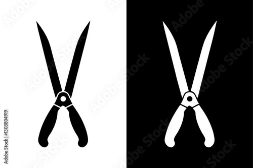 Classic Garden Clippers Icon Black and White Silhouette Vector for Outdoor & Yard Work.