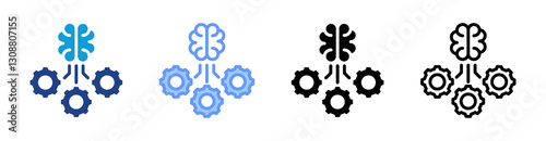 Machine Learning icon set multiple style collection