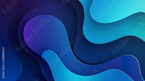 Cool deep blue and cyan gradient, smooth and flowing with glossy texture