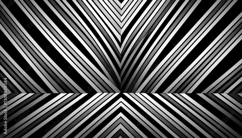 Obraz premium A bold black-and-white zigzag pattern, creating an optical illusion effect with high contrast, producing a striking and dynamic visual. 