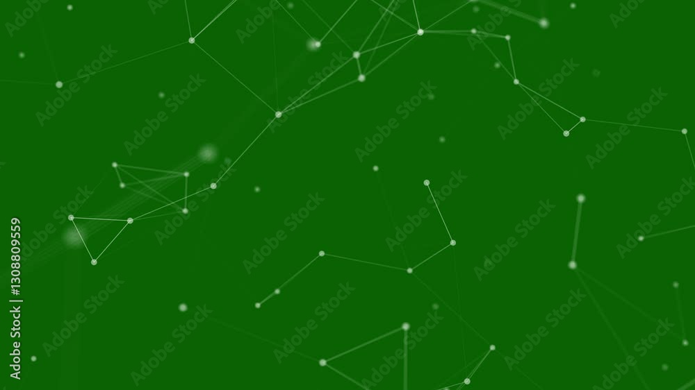 Plexus triangle moving on green screen background