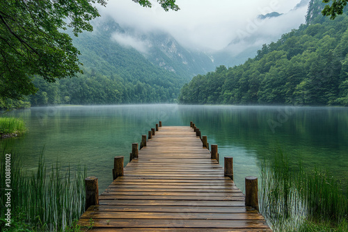 A wooden pier extending int...