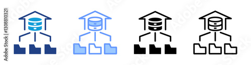 Data Warehousing icon set multiple style collection