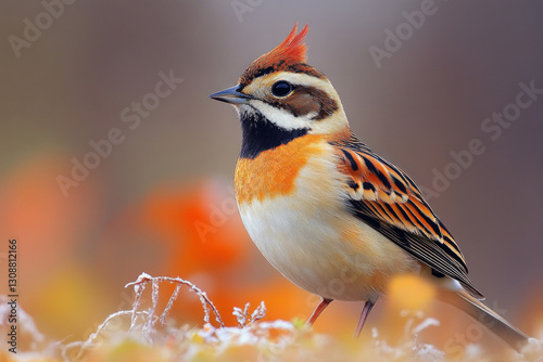 A longspur bird in a field,...