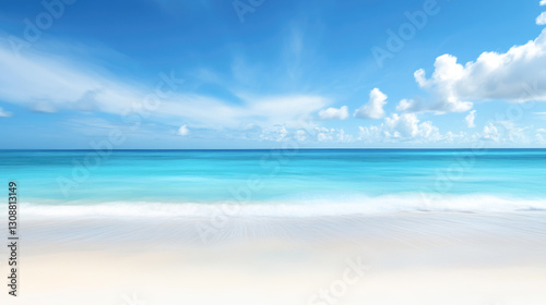 Serene tropical beach with clear blue water and sky