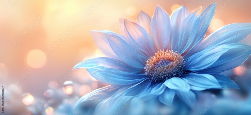 Obraz premium Transparent flower with Silk-Like Light Blue and Purple Petals – Elegant and Dreamy Floral Art