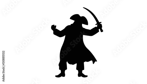 Pirate silhouette brandishing sword in dramatic pose
