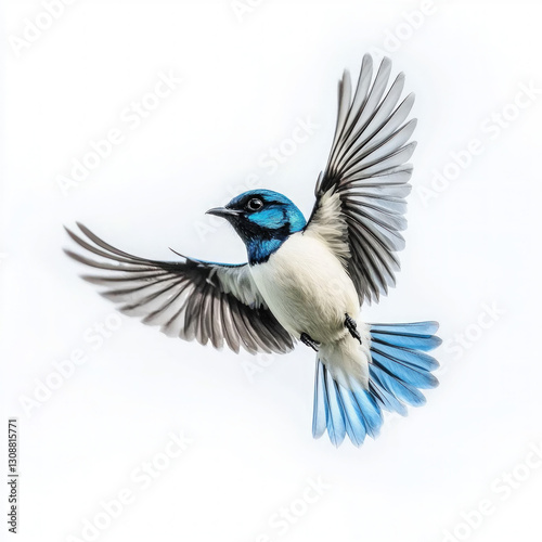 flying bird isolated on white