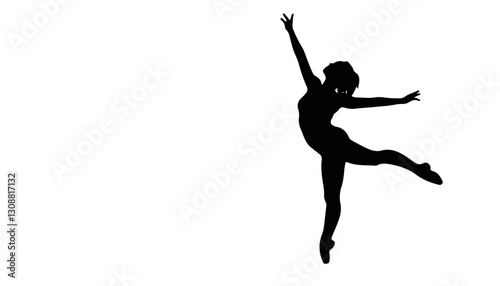 Dancer silhouette expressing joy against a white background