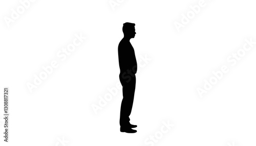 Silhouette of a man standing against a white background