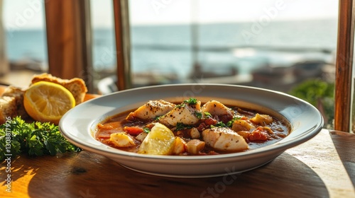sarsuela de peix - stewed soup, a dish of Catalan cuisine, popular in Spanish Levant. It is an assortment of stewed fish fillets and an assortment of seafood. Sarsuela is called paella without rice