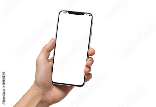 Modern Smartphone with Interactive Finger Action for App Mockups and UI Design on transparent background