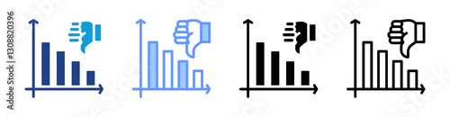 Decline icon set multiple style collection