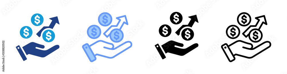 Profit icon set multiple style collection Profit icon set multiple style collection