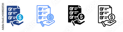 Cost icon set multiple style collection