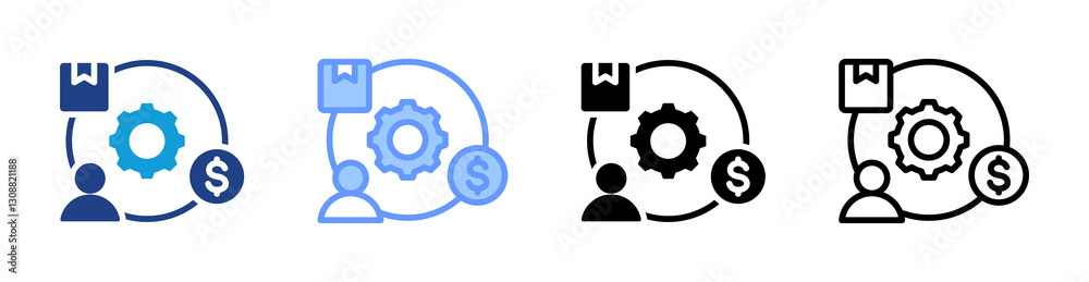 Value Chain icon set multiple style collection Value Chain icon set multiple style collection