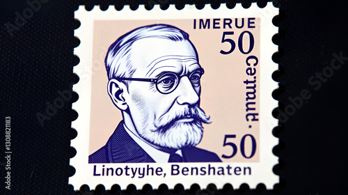 GERMANY - CIRCA 1954: a postage stamp from Germany, Berlin showing a portrait of the inventor of the Linotype typesetting machine Ottmar Mergenthaler