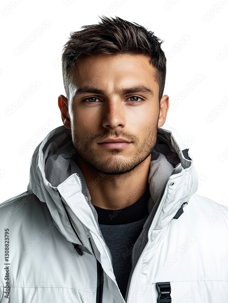 Calm Man in Light Jacket Peaceful Serene Portrait for Lifestyle Wellness and Advertising Projects Calm Man in Light Jacket Peaceful Serene Portrait for Lifestyle Wellness and Advertising Projects