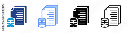 Data icon set multiple style collection