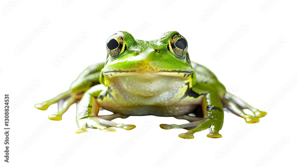 Obraz premium Big-eyed frog resting peacefully on a lily pad in a tranquil setting