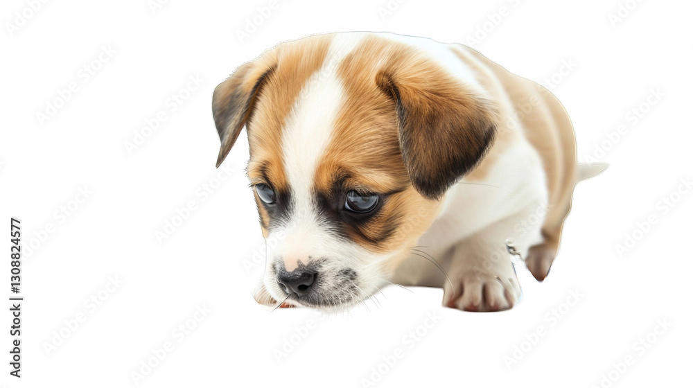 Big-eyed puppy explores a world of butterflies with innocent curiosity and playful joy Big-eyed puppy explores a world of butterflies with innocent curiosity and playful joy