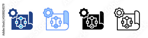 Workflow icon set multiple style collection