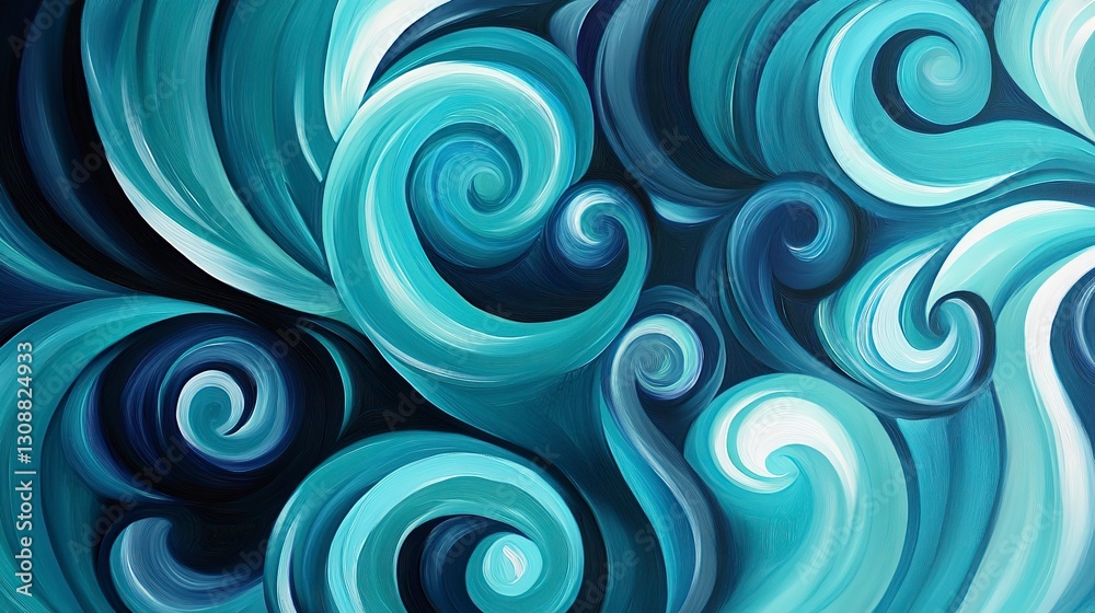 Cool teal and navy blue swirls, minimalistic and sleek with glossy highlights Cool teal and navy blue swirls, minimalistic and sleek with glossy highlights