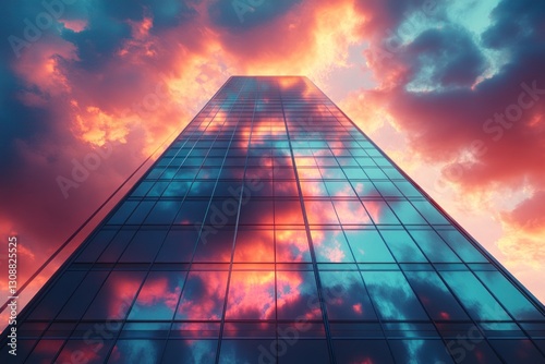 Wallpaper Mural Glass skyscraper reflecting vibrant sunset clouds in city (1) Torontodigital.ca