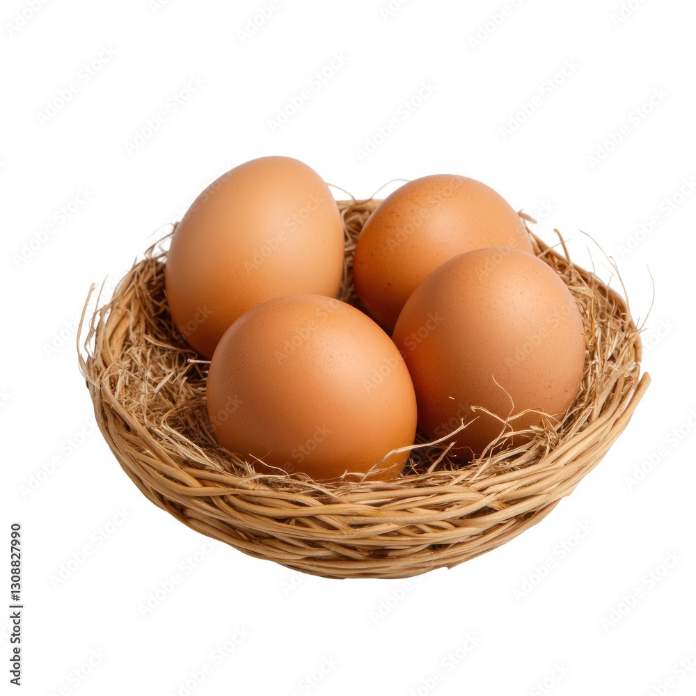 brown chicken eggs in straw container isolated on white or transparent background brown chicken eggs in straw container isolated on white or transparent background