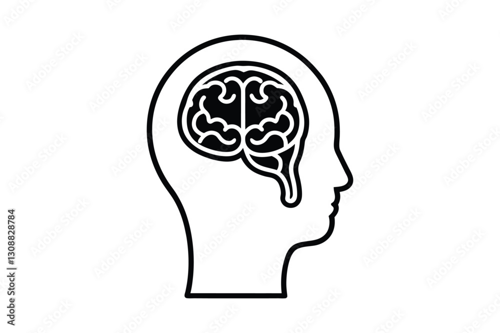 Human brain Line art silhouette Vector with Mind Intelligence and Creativity Illustration Design Human brain Line art silhouette Vector with Mind Intelligence and Creativity Illustration Design