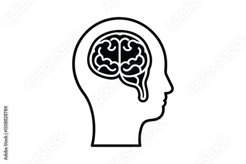 Human brain Line art silhouette Vector with Mind Intelligence and Creativity Illustration Design