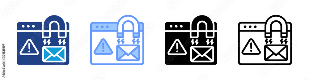 Phishing icon set multiple style collection Phishing icon set multiple style collection