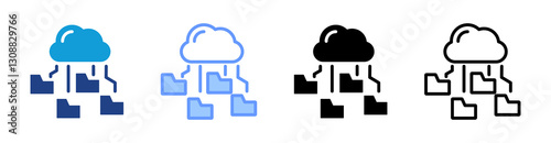 Data Locality icon set multiple style collection