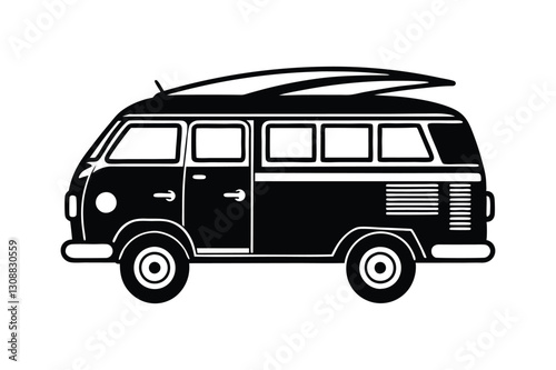 silhouette vector illustration of a vintage Retro style car