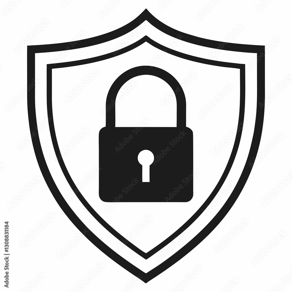 minimalistic protection icon, shield shape with prominent padlock for privacy
minimalistic protection icon, shield shape with prominent padlock for privacy