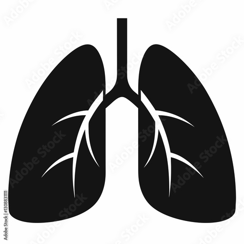 medical lung diagram, graphic style with bronchial tubes and respiratory system

