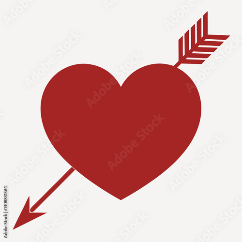 simple heart with arrow logo, deep red graphic illustration for love and connection

