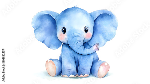 Watercolor cute and adorable baby elephant
